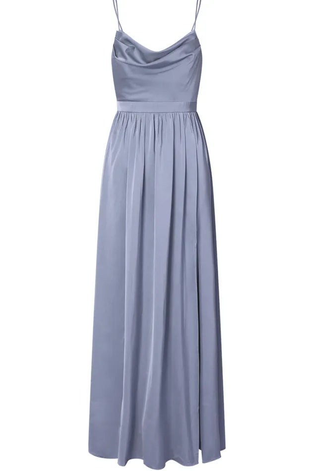 Gemalyn Maxi Dress 8211 Cowl Neck Thigh Split Dress In Sky Blue Women Showpo Curve Clothes