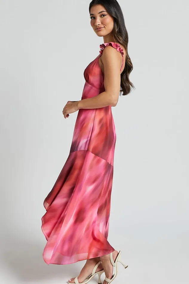Gillian Midi Dress 8211 Flutter Sleeve Low Back Ruffle Detail Dress In Blushing Haze Women Showpo Conscious