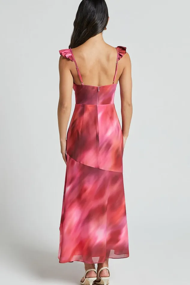 Gillian Midi Dress 8211 Flutter Sleeve Low Back Ruffle Detail Dress In Blushing Haze Women Showpo Conscious