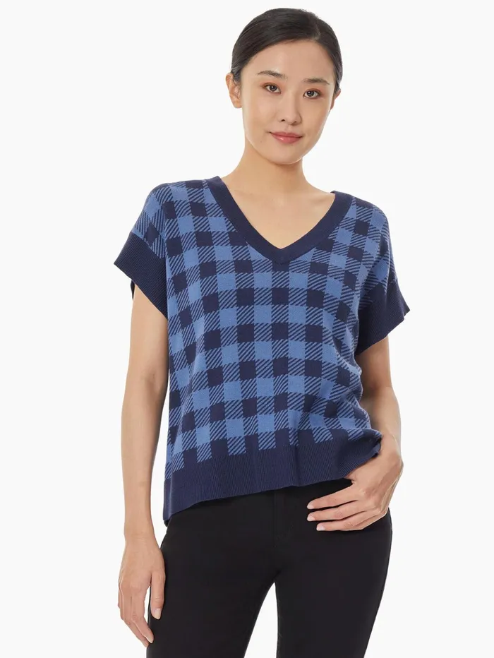 Gingham Jacquard Knit Sweater Vest Women Jones New York Sale