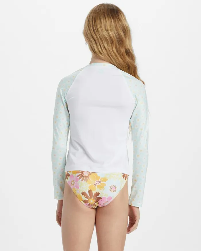 Girl039s Flower Power Long Sleeve Rashguard Surf Tee Salt Crystal Kids Billabong Girls039 Swimwear