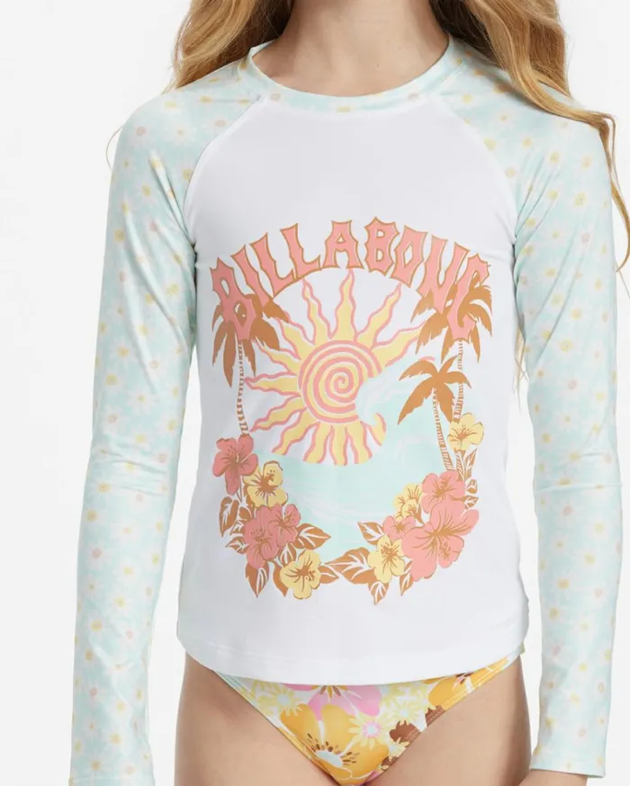 Girl039s Flower Power Long Sleeve Rashguard Surf Tee Salt Crystal Kids Billabong Girls039 Swimwear