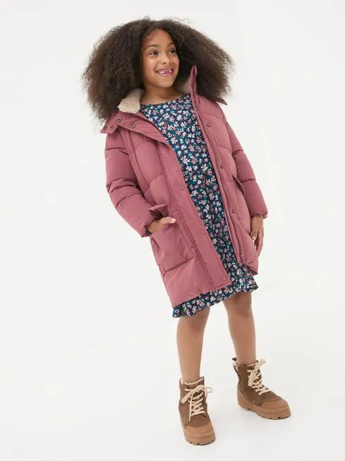 Girls Fatface Coats and Jackets Letty Rose Pink Longline Padded Jacket