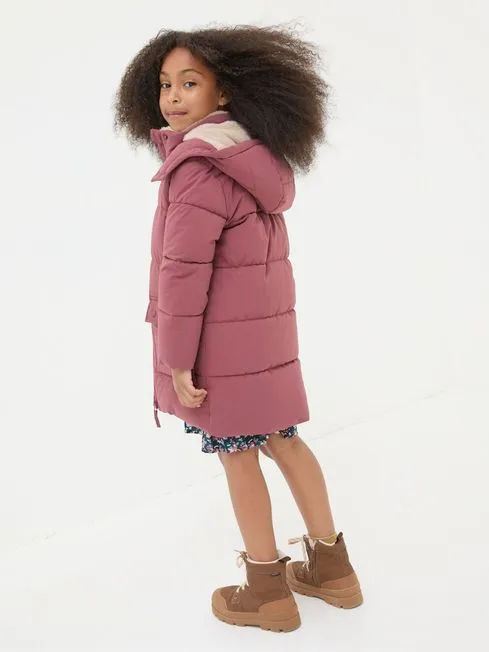 Girls Fatface Coats and Jackets Letty Rose Pink Longline Padded Jacket