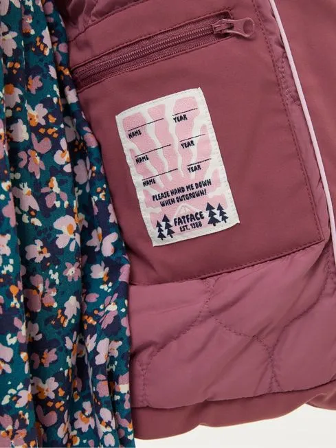 Girls Fatface Coats and Jackets Letty Rose Pink Longline Padded Jacket