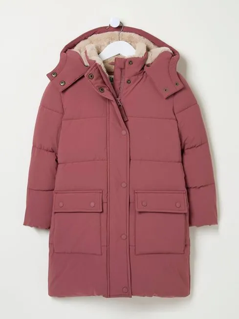 Girls Fatface Coats and Jackets Letty Rose Pink Longline Padded Jacket