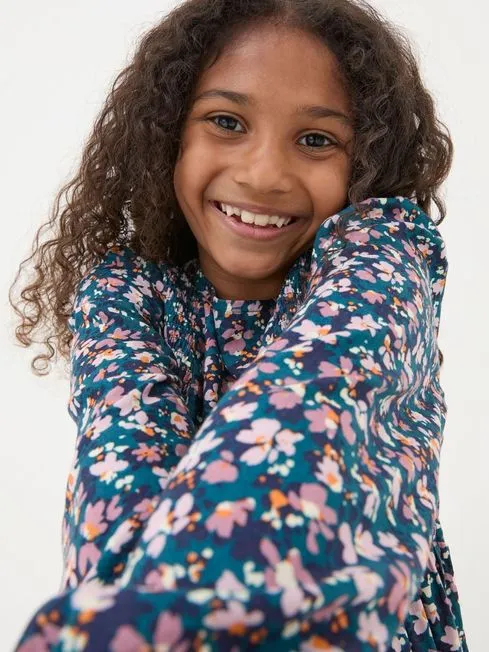 Girls Fatface Dresses Rhea Blue Floral Dress