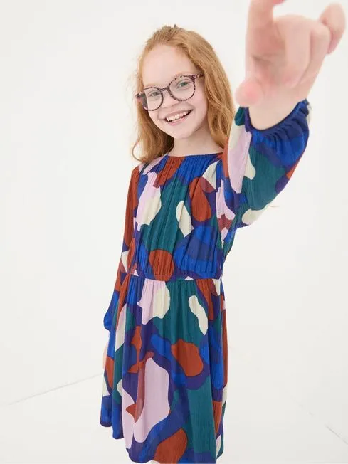 Girls Fatface Dresses Sasha Blue Abstract Dress