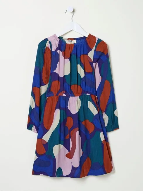 Girls Fatface Dresses Sasha Blue Abstract Dress