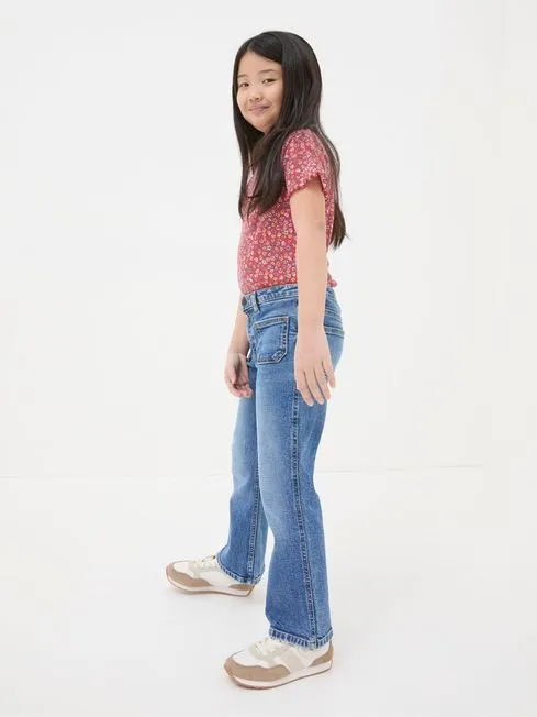 Girls Fatface Jeans and Leggings Blue Flared Denim Jeans