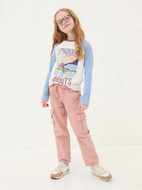 Girls Fatface Jeans and Leggings Hattie Pink Tapered Cargo Trousers