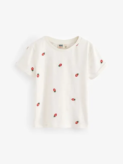 Girls Fatface Tops and TShirts White Fruit Emb 100 Cotton TShirt