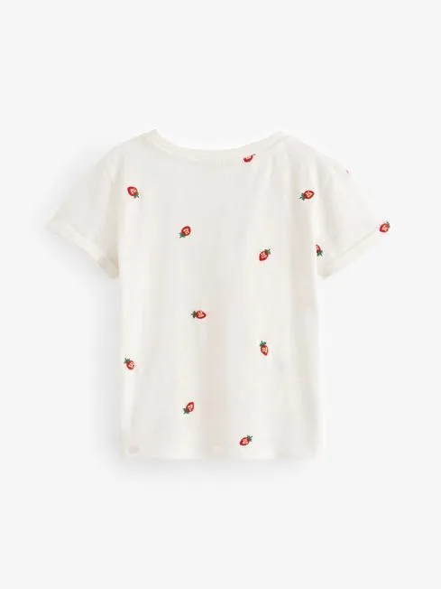 Girls Fatface Tops and TShirts White Fruit Emb 100 Cotton TShirt Girls Fatface Tops and TShirts White Fruit Emb 100 Cotton TShirt