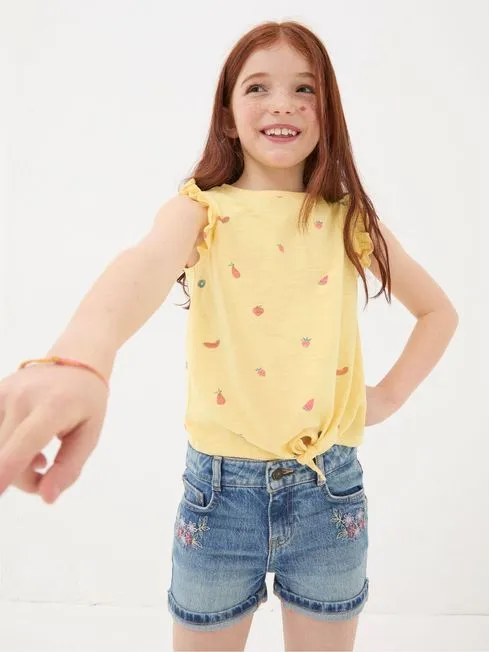 Girls Fatface Tops and TShirts Yellow Fruit Knot Front TShirt