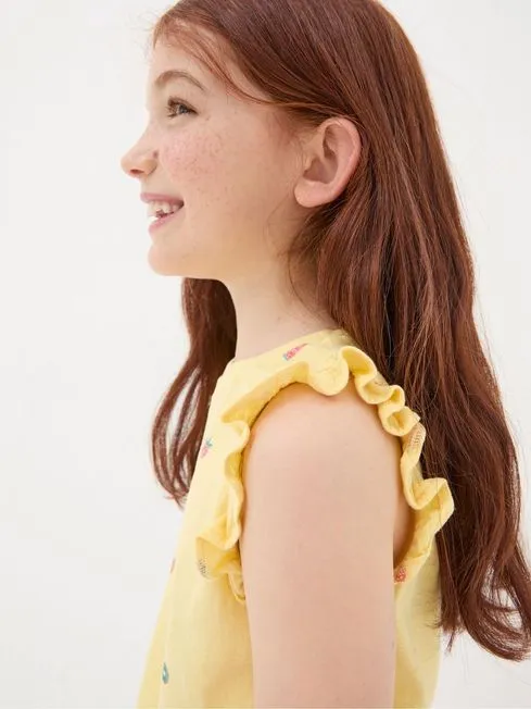 Girls Fatface Tops and TShirts Yellow Fruit Knot Front TShirt Girls Fatface Tops and TShirts Yellow Fruit Knot Front TShirt