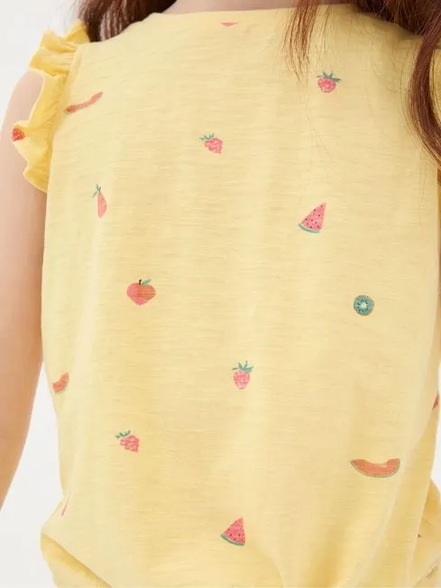 Girls Fatface Tops and TShirts Yellow Fruit Knot Front TShirt Girls Fatface Tops and TShirts Yellow Fruit Knot Front TShirt