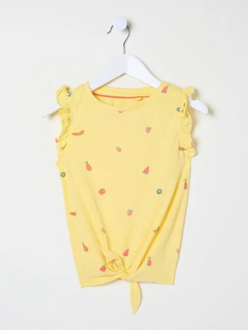 Girls Fatface Tops and TShirts Yellow Fruit Knot Front TShirt Girls Fatface Tops and TShirts Yellow Fruit Knot Front TShirt
