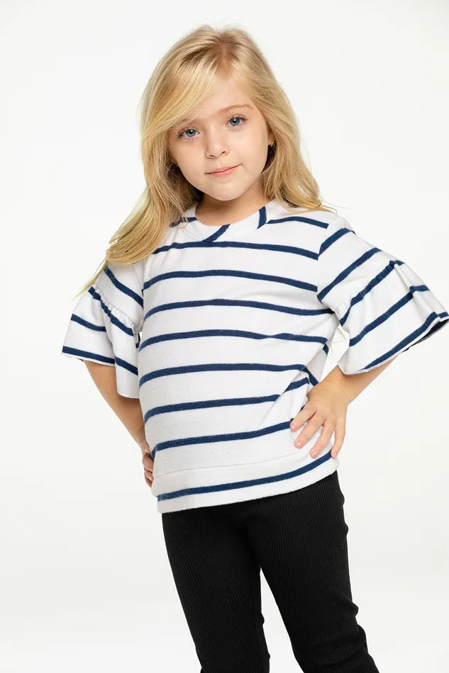 Girls RPET Bliss Knit Peplum Sleeve Pullover Tops Chaser Brand
