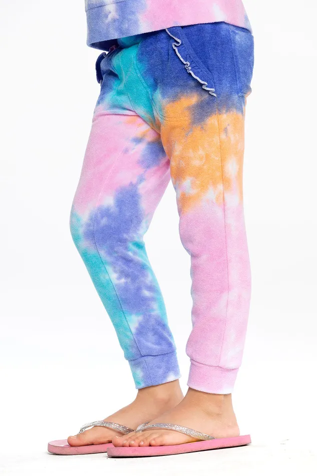 Girls Terry Cloth Ruffle Jogger Bottoms Chaser Brand