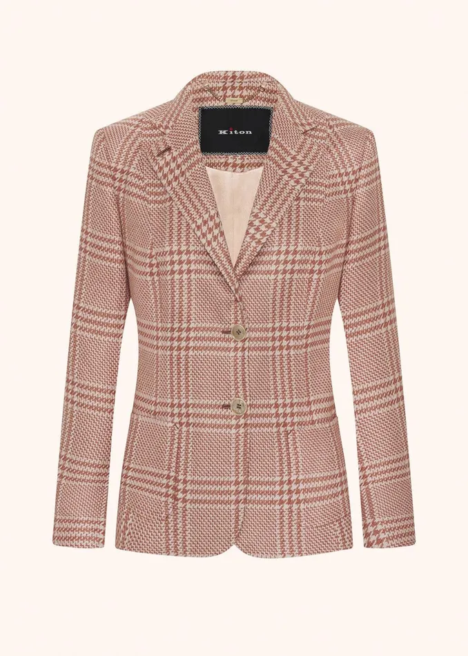 GLEN PLAID CASHMERE AND SILK BLAZER Women Kiton Jackets
