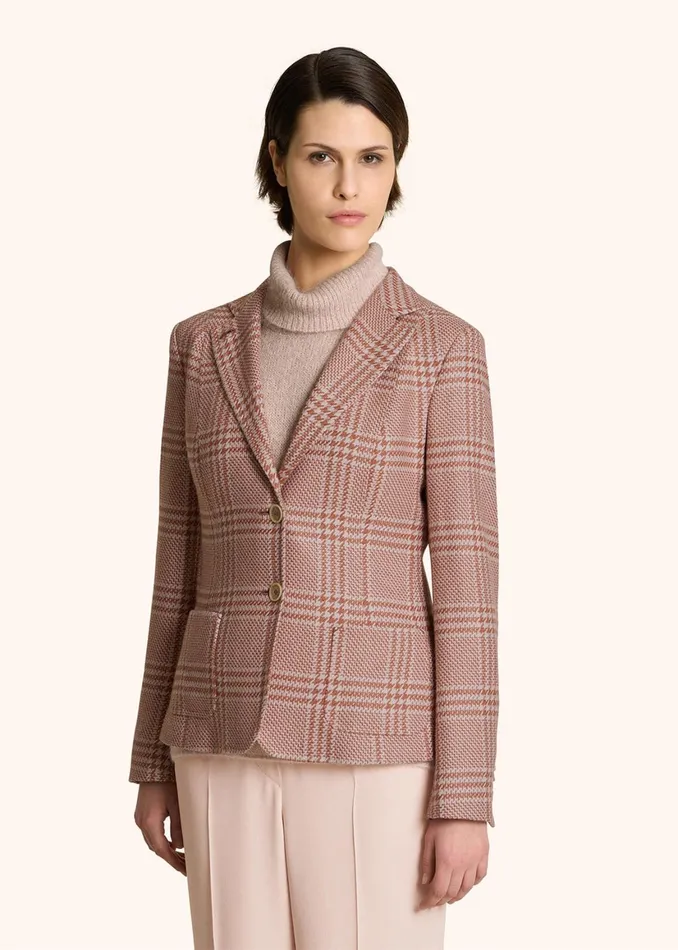 GLEN PLAID CASHMERE AND SILK BLAZER Women Kiton Jackets GLEN PLAID CASHMERE AND SILK BLAZER Women Kiton Jackets
