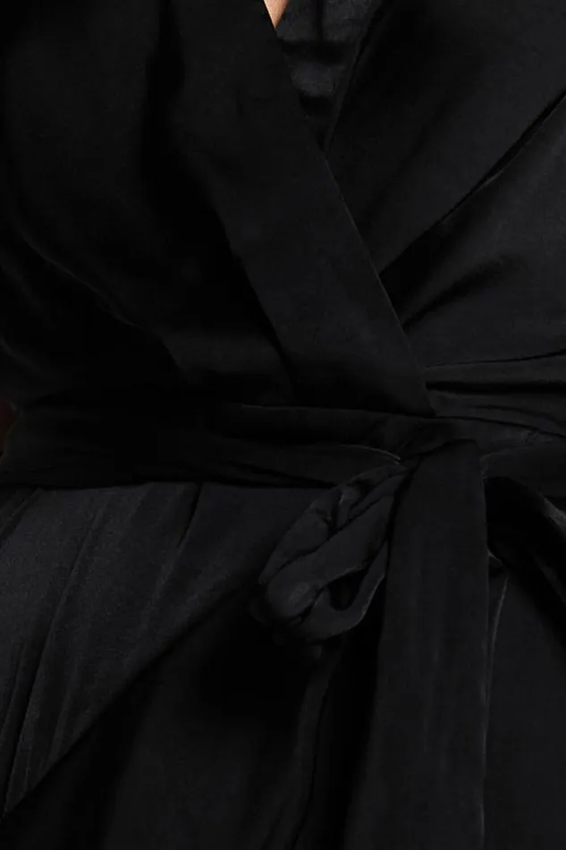 Glena Midi Dress 8211 V Neck Short Flutter Sleeve Wrap In Black Women Showpo Dresses