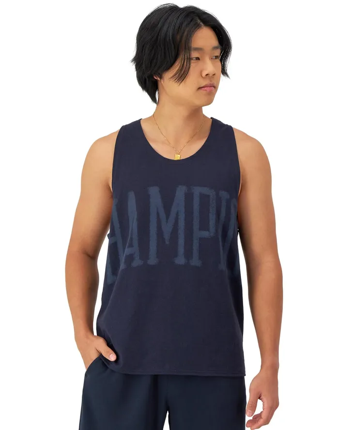 Got Game Tank Arch Brushed Logo Navy Men Champion TShirts and Tops