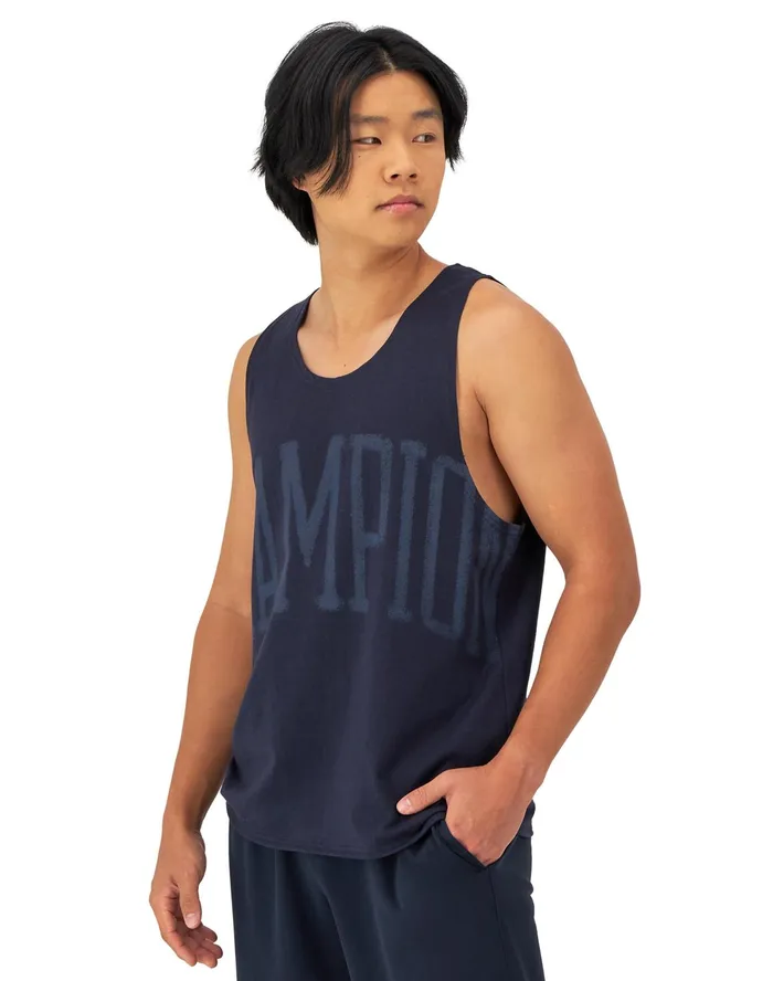 Got Game Tank Arch Brushed Logo Navy Men Champion TShirts and Tops