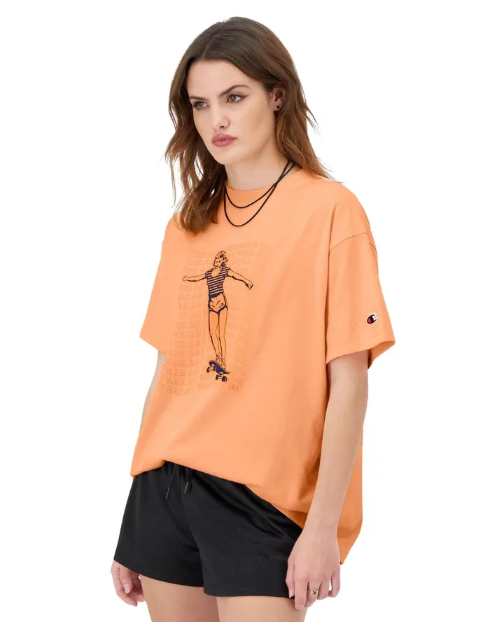 Graphic TShirt 039Free As I Wanna Be039 Skater Graphic Peach Grapefruit Women Champion TShirts and Tops