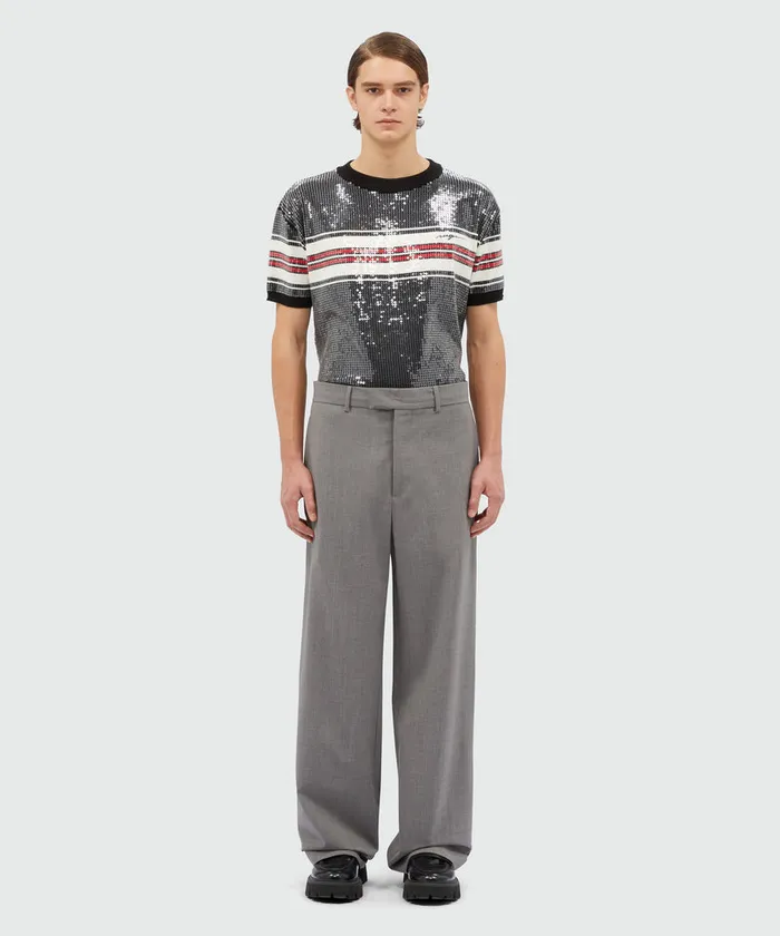Gray Virgin Wool Trousers Men MSGM Pants And Shorts