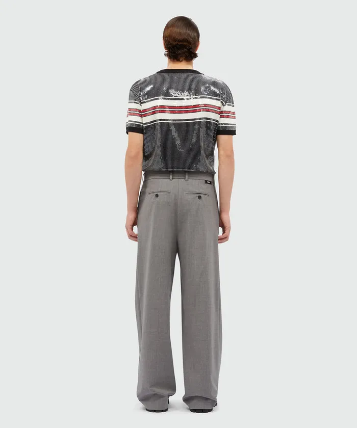 Gray Virgin Wool Trousers Men MSGM Pants And Shorts