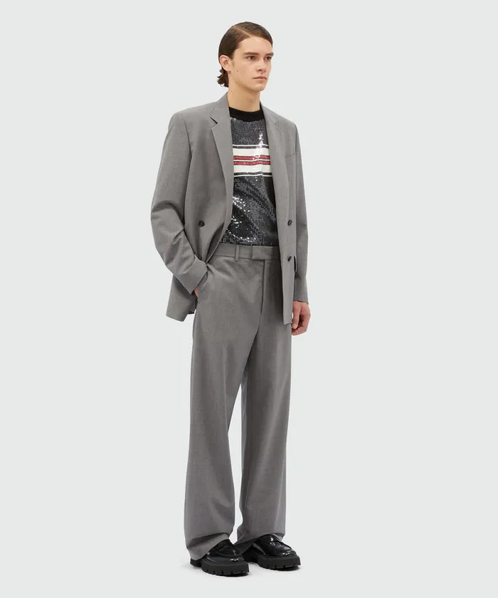 Gray Virgin Wool Trousers Men MSGM Pants And Shorts