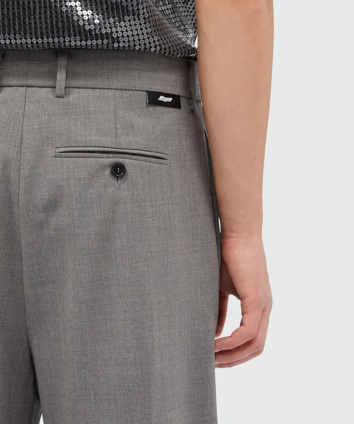 Gray Virgin Wool Trousers Men MSGM Pants And Shorts