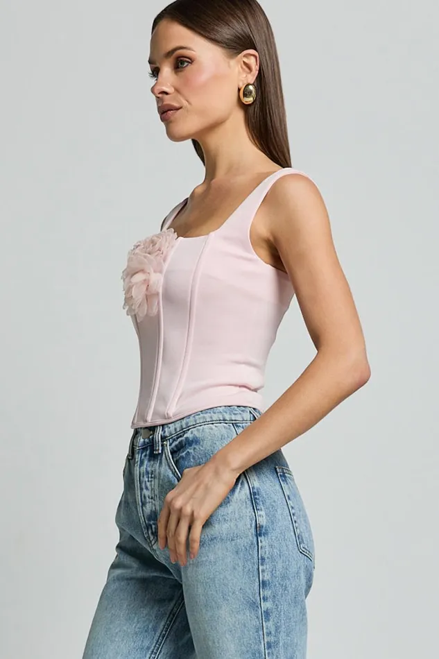 Grettel Top 8211 Rosette Detail Panelled Corset Top In Pale Pink Women Showpo Tops