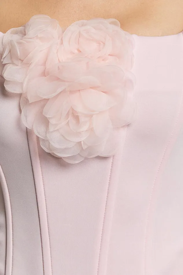 Grettel Top 8211 Rosette Detail Panelled Corset Top In Pale Pink Women Showpo Tops