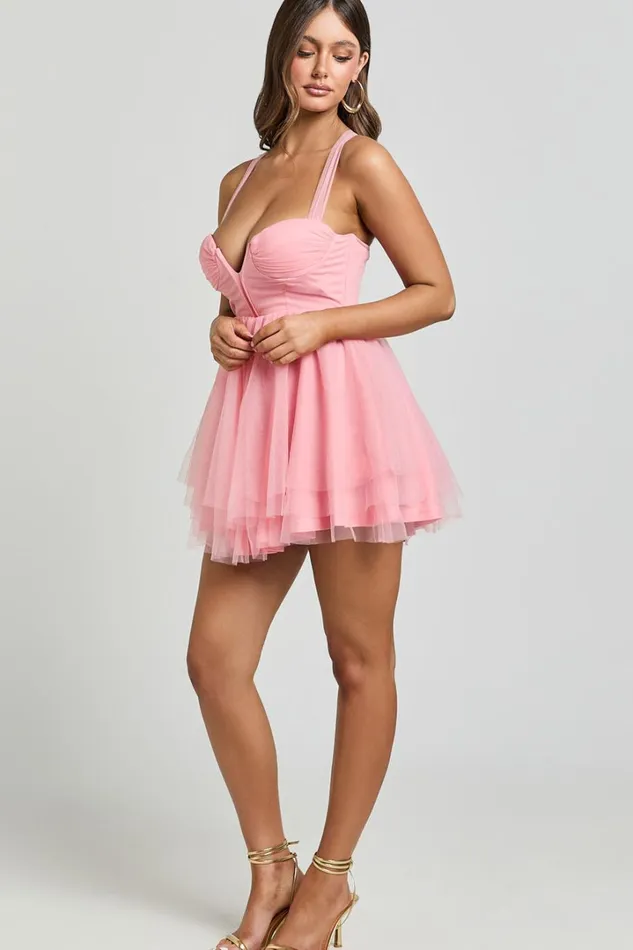 Gwen Mini Dress 8211 Sweetheart Neck Cross Tie Back Shift Dress In Pink Women Showpo Dresses