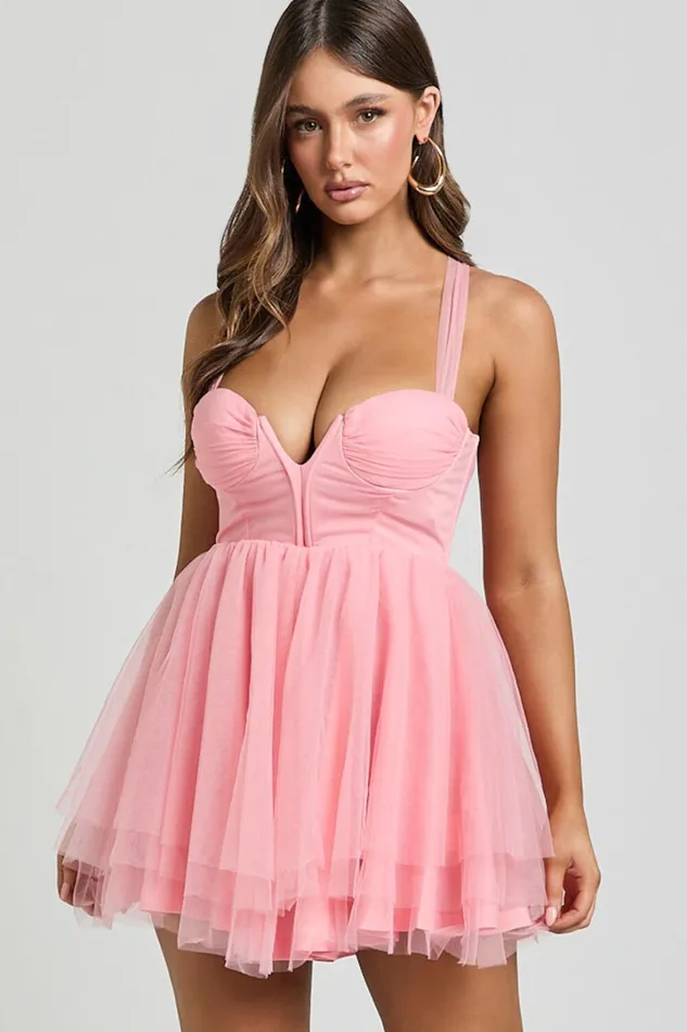 Gwen Mini Dress 8211 Sweetheart Neck Cross Tie Back Shift Dress In Pink Women Showpo Dresses