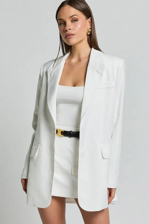 Haidy Blazer 8211 Single Breasted Boyfriend Blazer In White Women Showpo Blazers