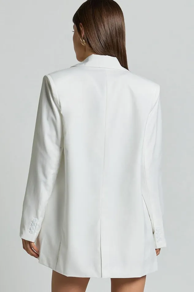 Haidy Blazer 8211 Single Breasted Boyfriend Blazer In White Women Showpo Blazers