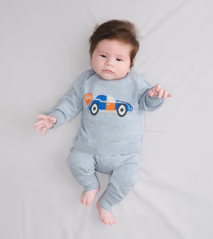Hatley Baby Boys Little Racecar Pullover Sweater and Pants Baby and Toddler Sweaters