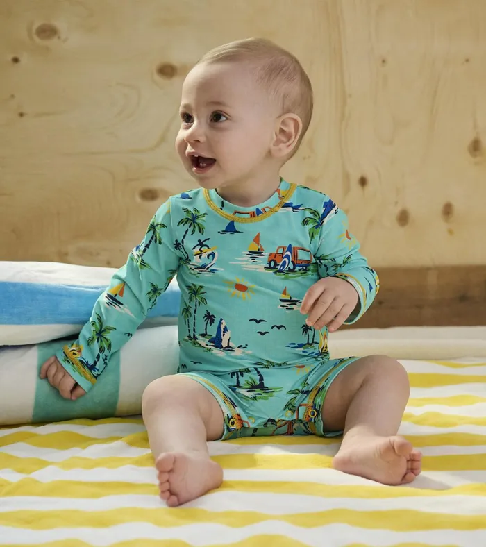Hatley Baby Boys Vintage Holiday OnePiece Rashguard Baby and Toddler Swimwear