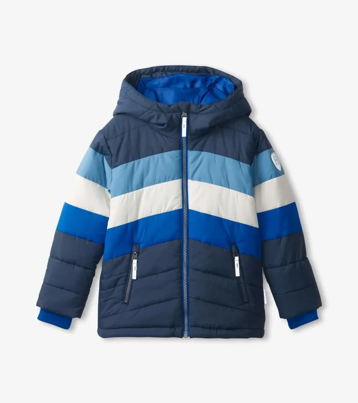 Hatley Black and Blue Puffer Jacket GirlsBoys Outerwear