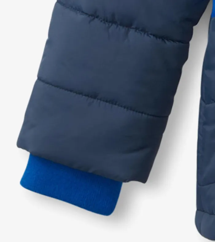 Hatley Black and Blue Puffer Jacket GirlsBoys Outerwear