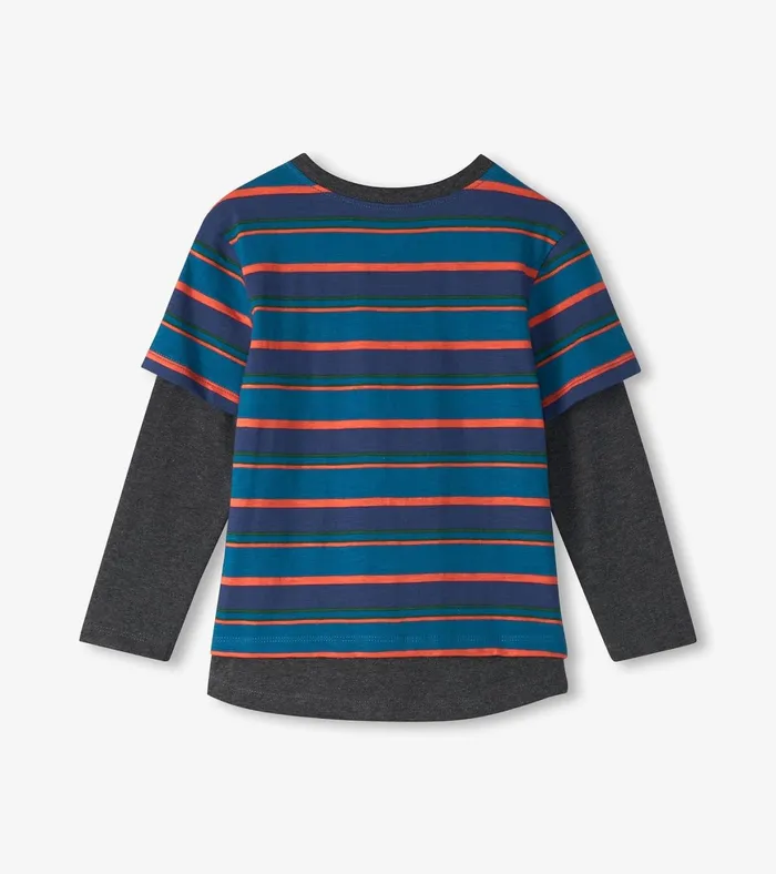 Hatley Boys Moroccan Blue Fooler Long Sleeve TShirt Boys Tops