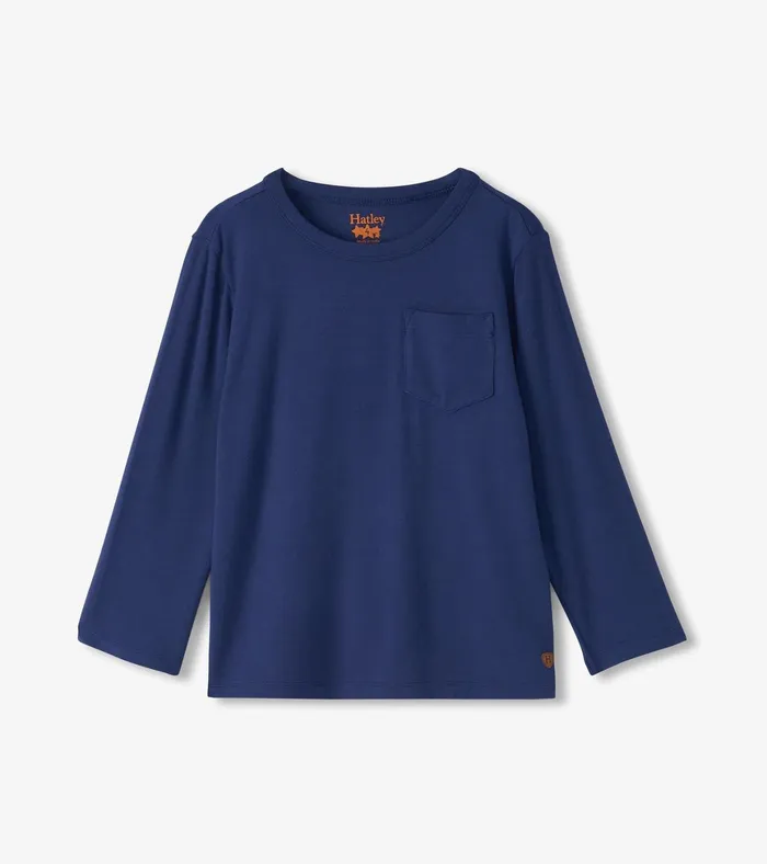Hatley Boys Patriot Blue Long Sleeve Bamboo TShirt Boys Tops