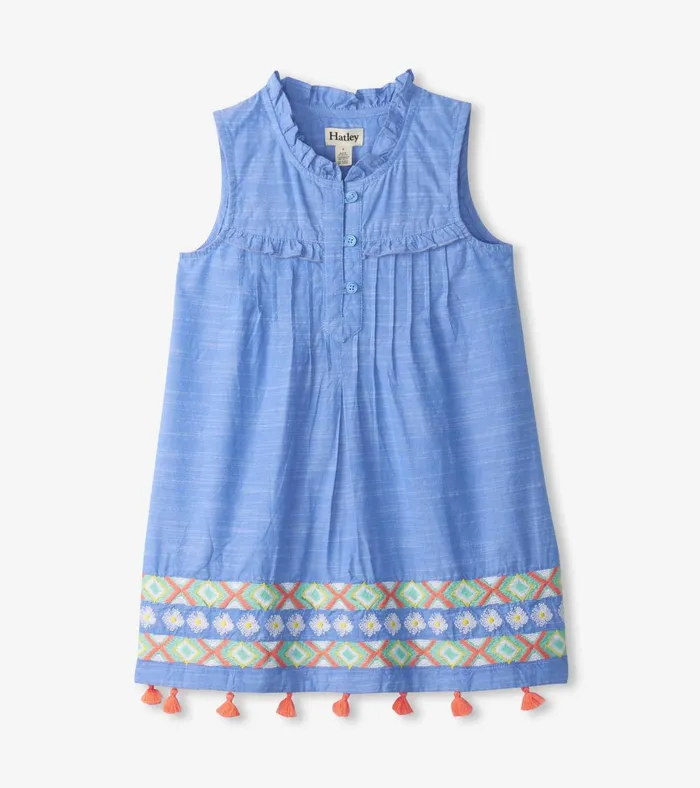 Hatley Girls Chambray Pintuck Dress Girls Dresses
