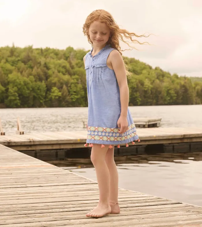 Hatley Girls Chambray Pintuck Dress Girls Dresses