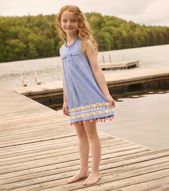 Hatley Girls Chambray Pintuck Dress Girls Dresses