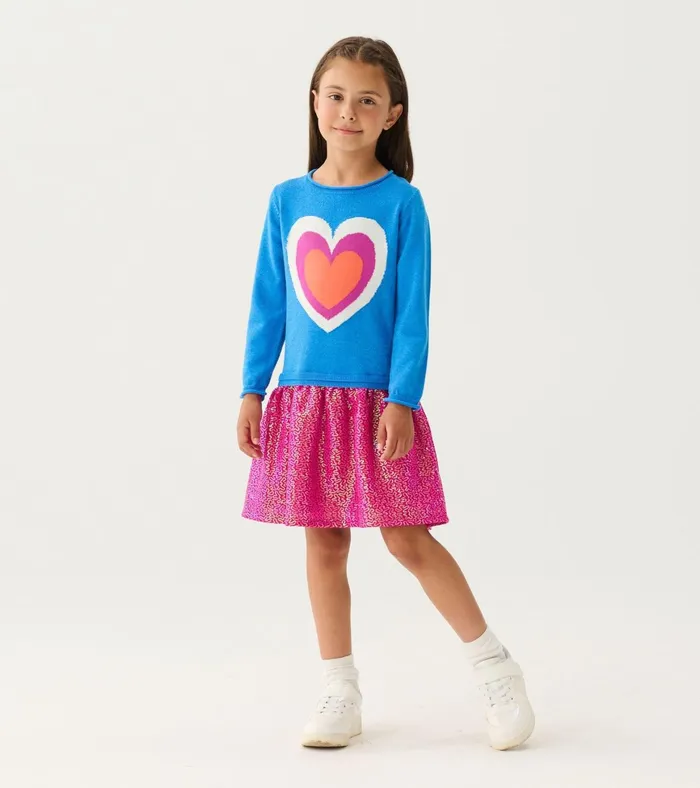 Hatley Girls Hearts Dropped Waist Sweater Dress Girls Dresses