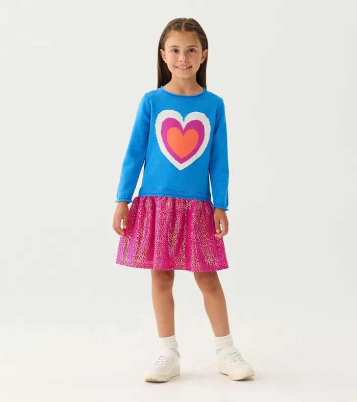 Hatley Girls Hearts Dropped Waist Sweater Dress Girls Dresses